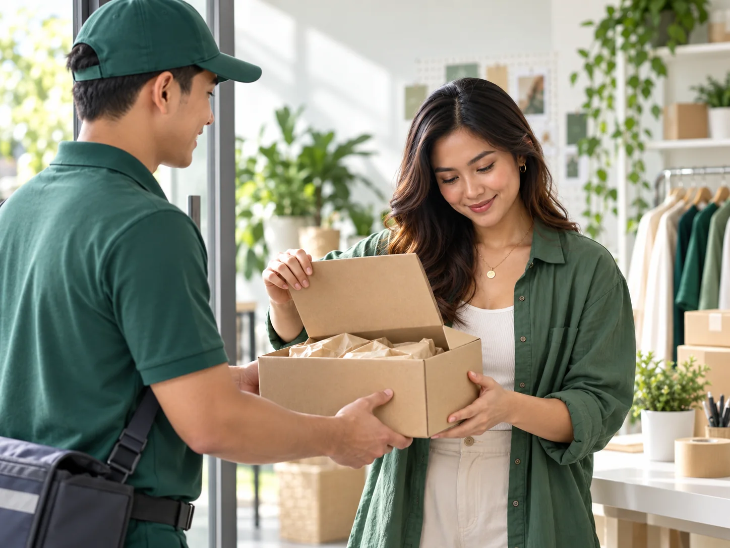 Online seller na tumatanggap ng imported na parcel mula sa delivery partner